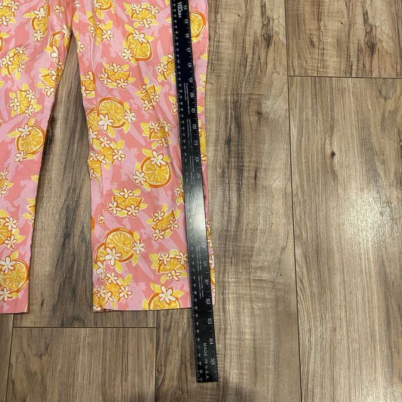 Vintage Lilly Pulitzer Pink Orange Floral Alligator Print Pants Women's 0 Crop - Picture 6 of 11
